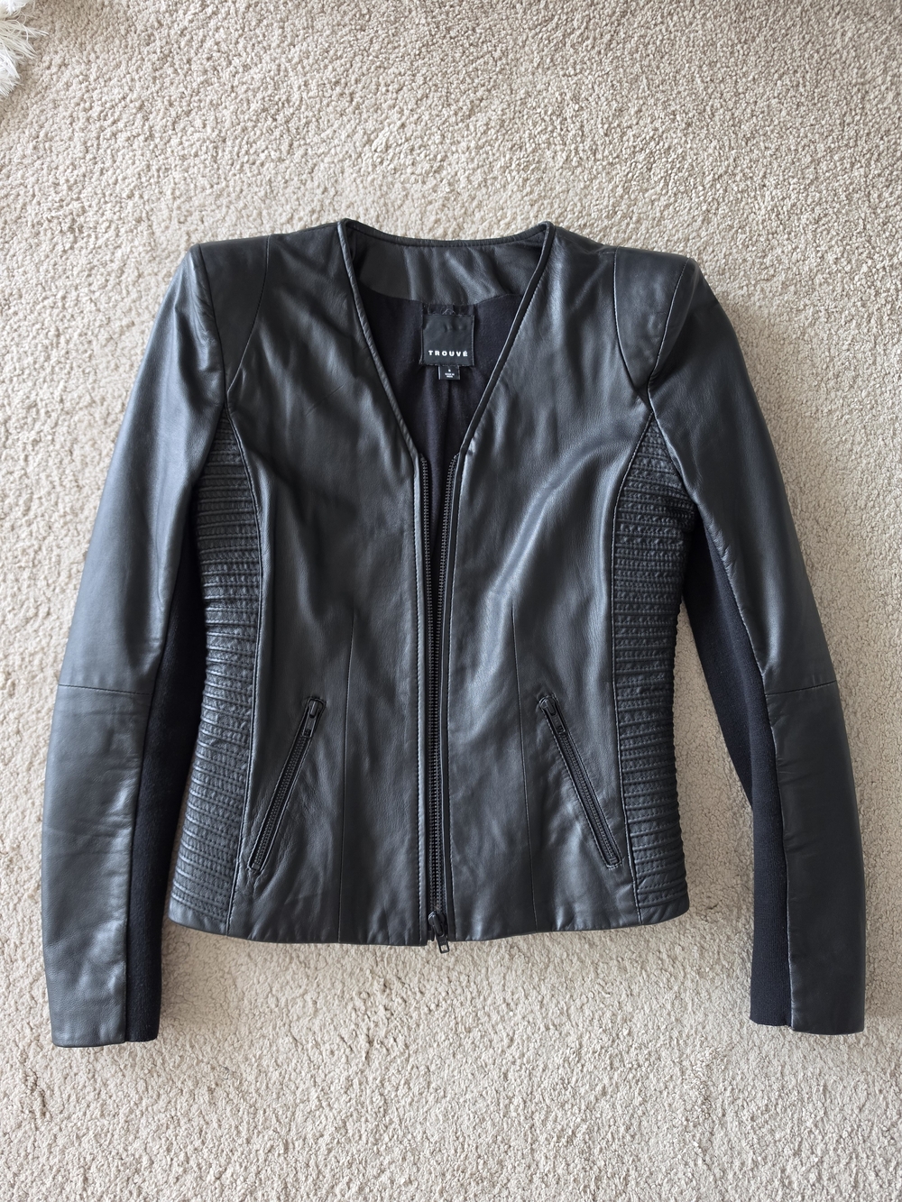 TROUVE Black Leather Zip-Front Women's Jacket
